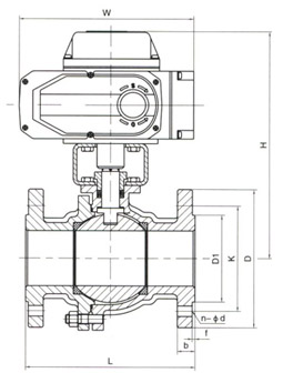 電動(dòng)法蘭球閥結(jié)構(gòu)示意圖