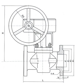 德標(biāo)法蘭卡套旋塞閥結(jié)構(gòu)示意圖