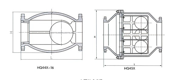 HQ45微阻球形止回閥結(jié)構(gòu)示意圖